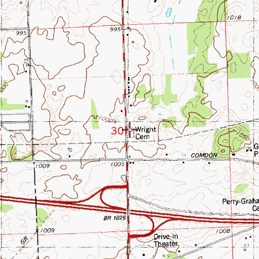 Topographic Map of Wright Cemetery, MI
