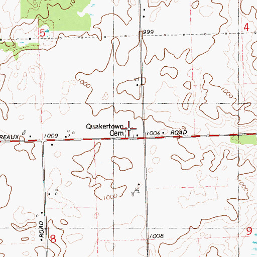 Topographic Map of Quakertown Cemetery, MI