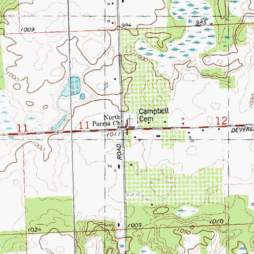 Topographic Map of North Parma Church, MI