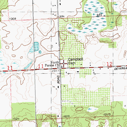 Topographic Map of Campbell Cemetery, MI