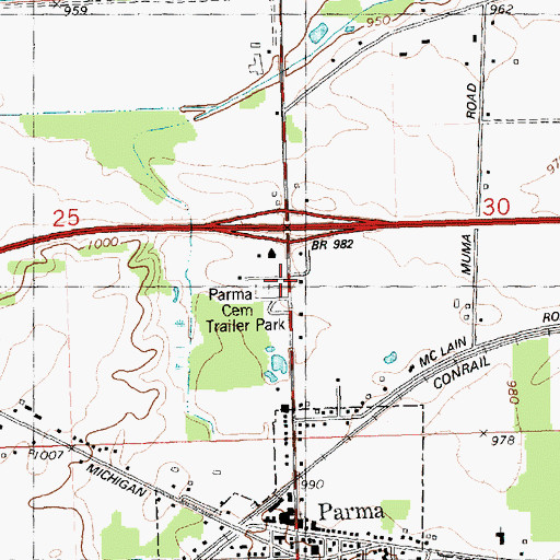 Topographic Map of Parma Cemetery, MI