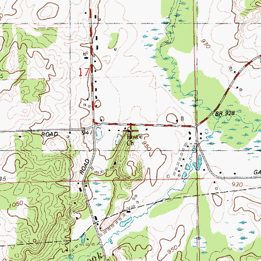 Topographic Map of Howe Church, MI
