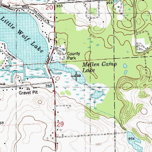 Topographic Map of Mellen Camp Lake, MI