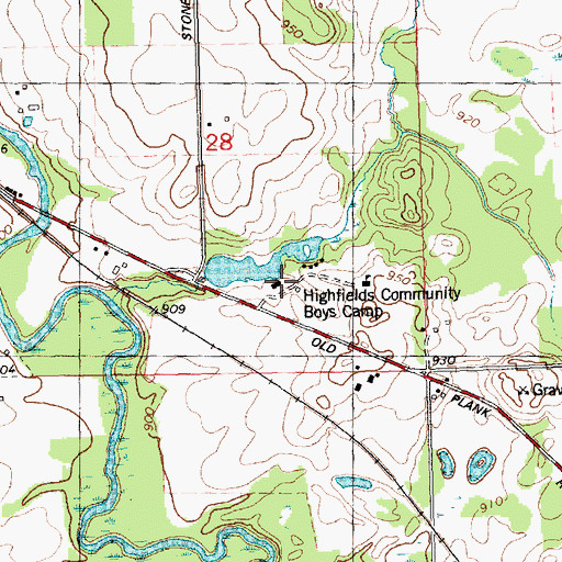 Topographic Map of Highfields Community Boys Camp, MI