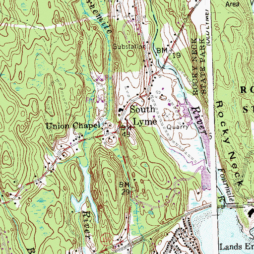Topographic Map of South Lyme, CT