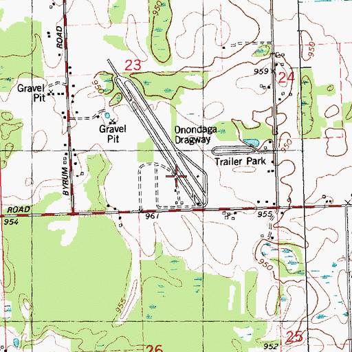 Topographic Map of Onondaga Dragway, MI