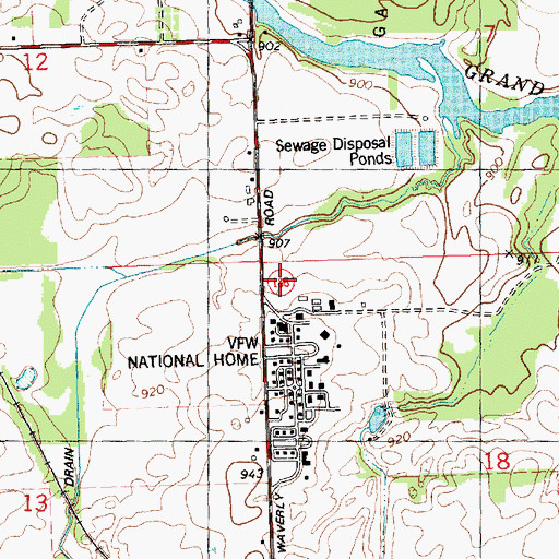 Topographic Map of VFW National Home, MI