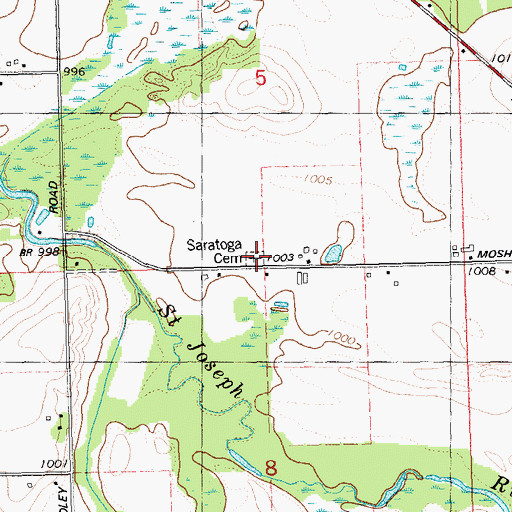 Topographic Map of Saratoga Cemetery, MI