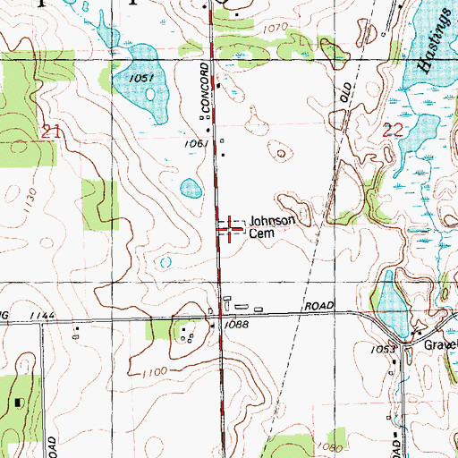 Topographic Map of Johnson Cemetery, MI