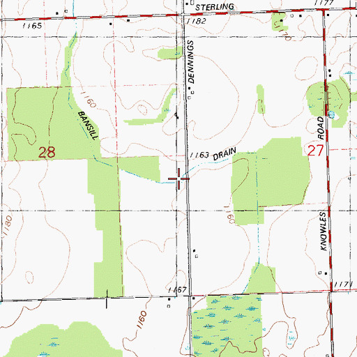 Topographic Map of Bansill Drain, MI