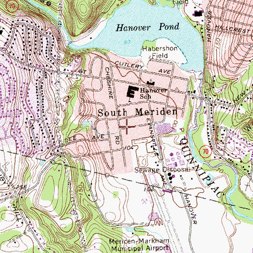 Topographic Map of South Meriden, CT