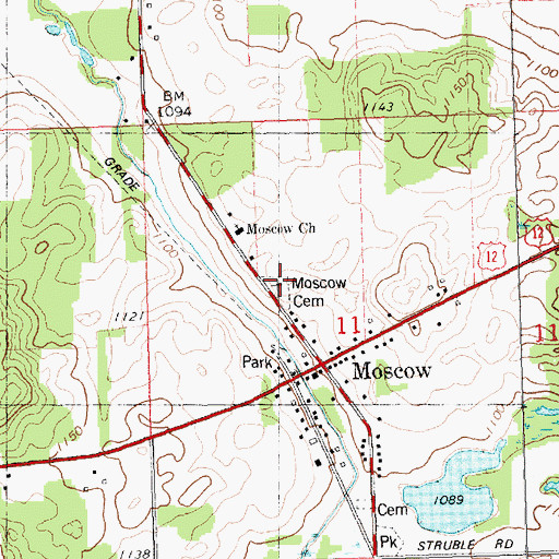 Topographic Map of Moscow Cemetery, MI