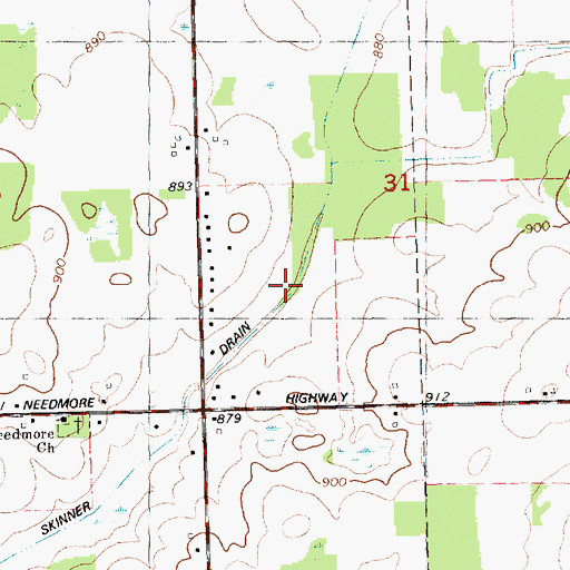 Topographic Map of Wright Pardee Skinner Drain, MI