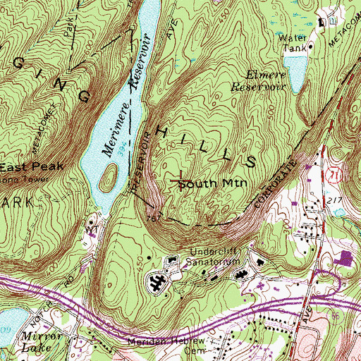 Topographic Map of South Mountain, CT