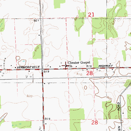 Topographic Map of Chester Gospel Church, MI