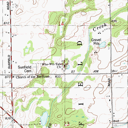 Topographic Map of Who-Wit-Tah Church, MI