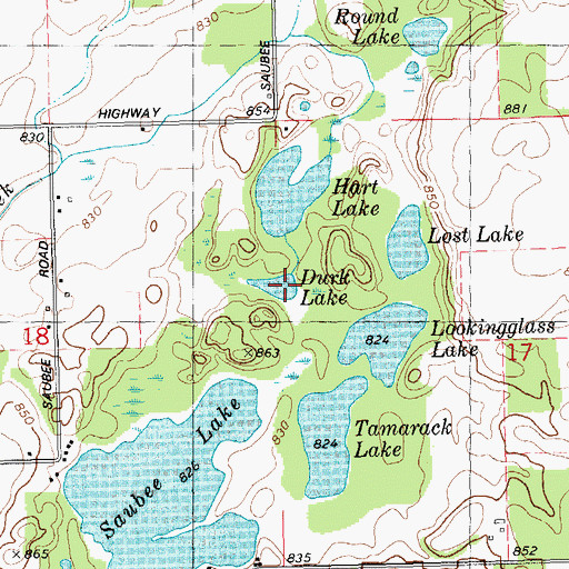 Topographic Map of Durk Lake, MI