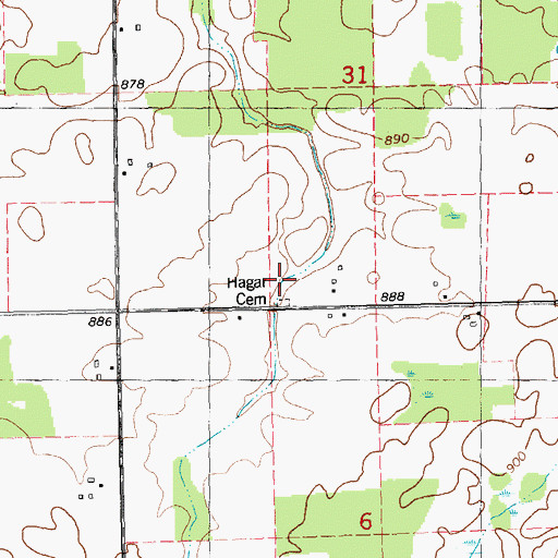 Topographic Map of Hagar Cemetery, MI