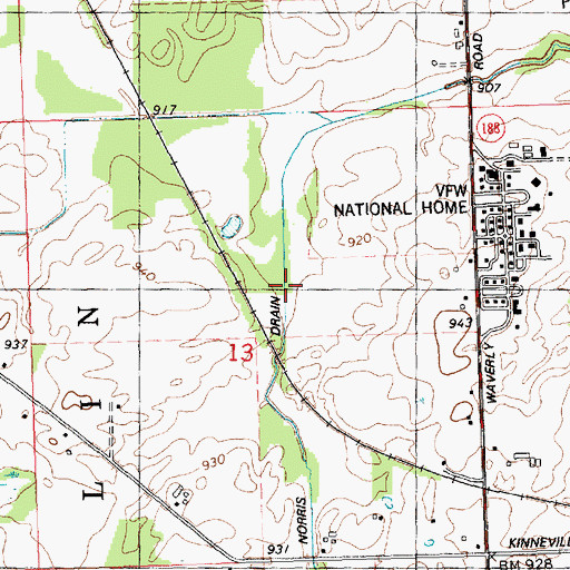 Topographic Map of Kettler and Norris Drain, MI