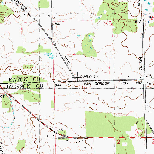 Topographic Map of Griffith Church, MI