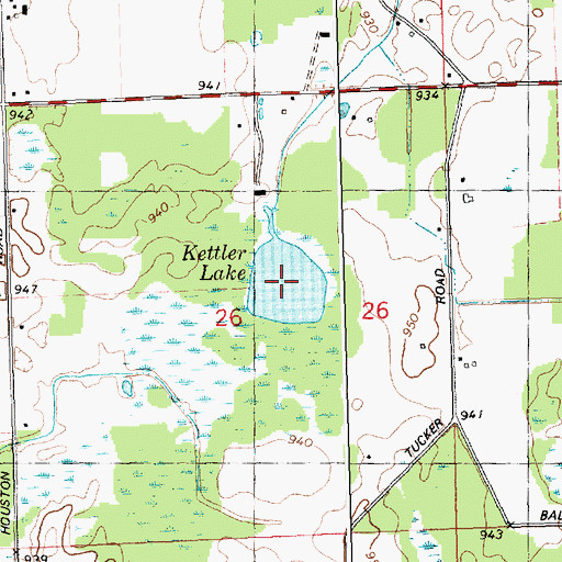 Topographic Map of Kettler Lake, MI