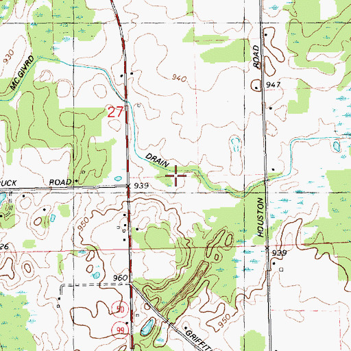 Topographic Map of McGivrd Drain, MI