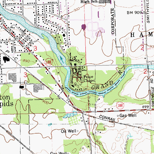 Topographic Map of Peace Chapel, MI