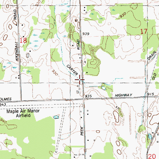 Topographic Map of Carter Drain, MI