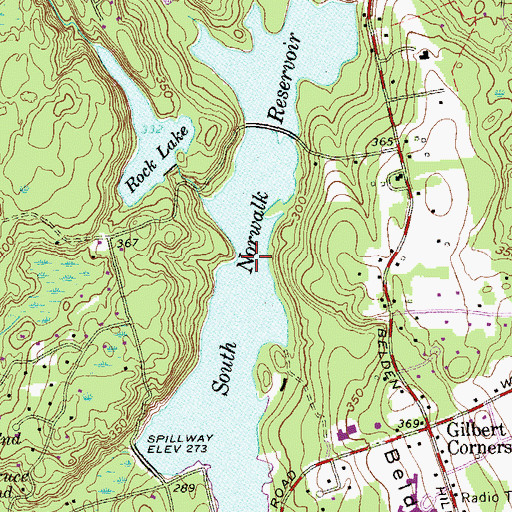 Topographic Map of South Norwalk Reservoir, CT