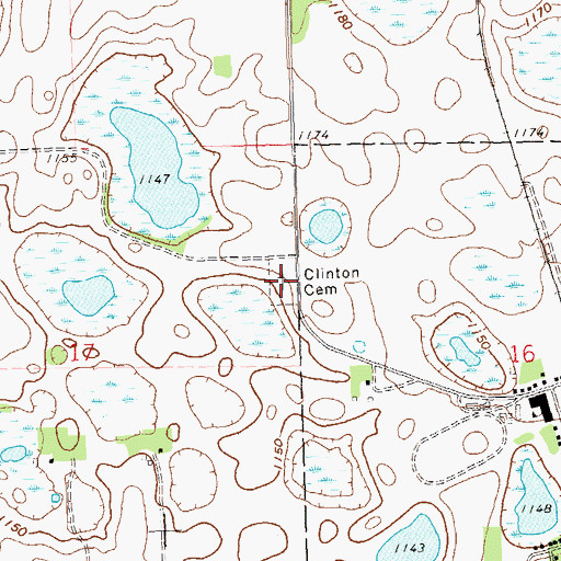 Topographic Map of Clinton Cemetery, MN