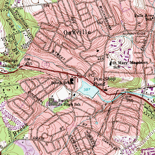 Topographic Map of Griffin Elementary School, CT
