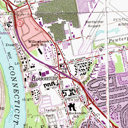 Topographic Map of South School, CT