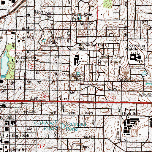 Topographic Map of Hillcrest Cemetery Section, FL