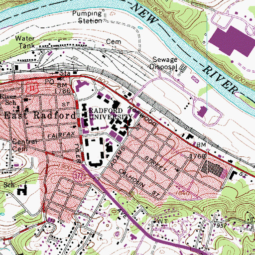 Topographic Map of Elbert L Trinkle Hall, VA