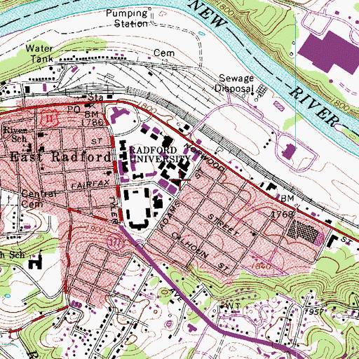 Topographic Map of George C Peery Hall, VA