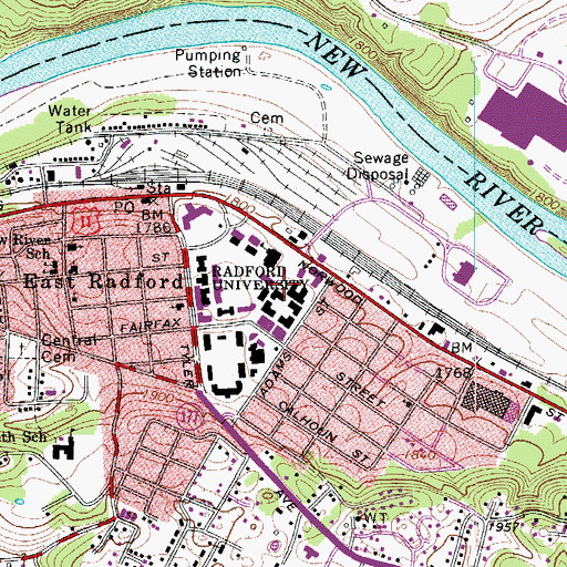 Topographic Map of George M Davis Hall, VA