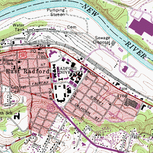 Topographic Map of Henry C Stuart Hall, VA