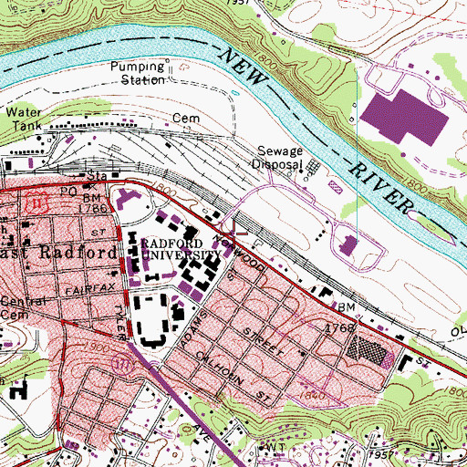 Topographic Map of James Allen Building, VA
