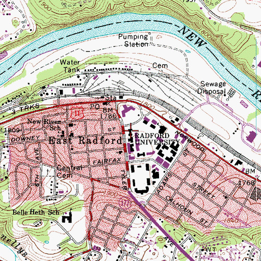 Topographic Map of James Hoge Tyler Hall, VA
