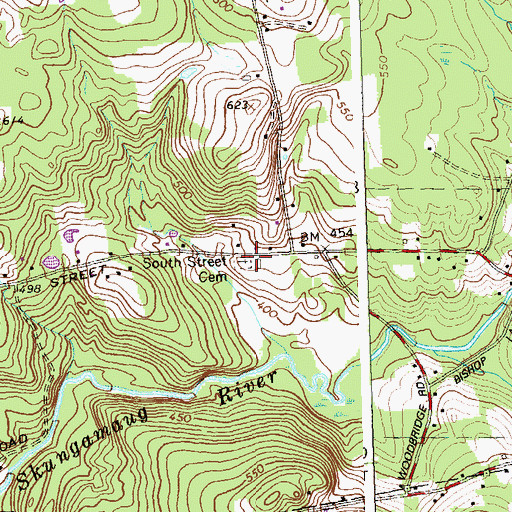 Topographic Map of South Street Cemetery, CT