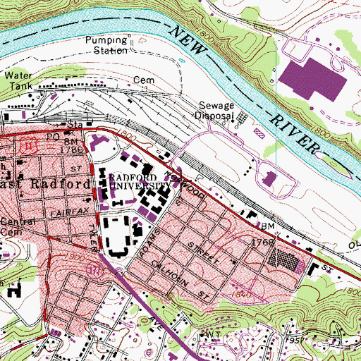 Topographic Map of John Powell Hall, VA
