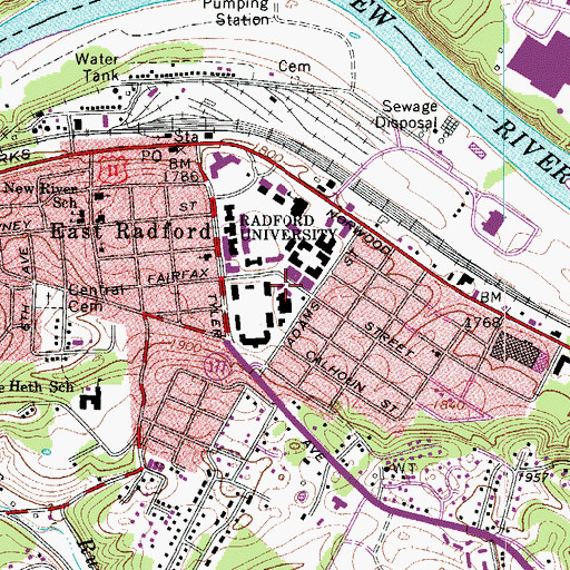 Topographic Map of President Doctor David Wilbur Peters Hall, VA