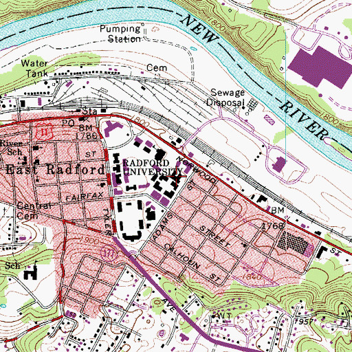 Topographic Map of Reverend Doctor William Holmes McGuffey Hall, VA