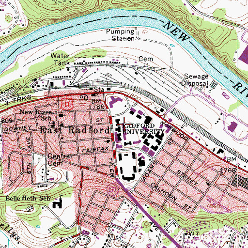 Topographic Map of Thomas Jefferson Hall, VA