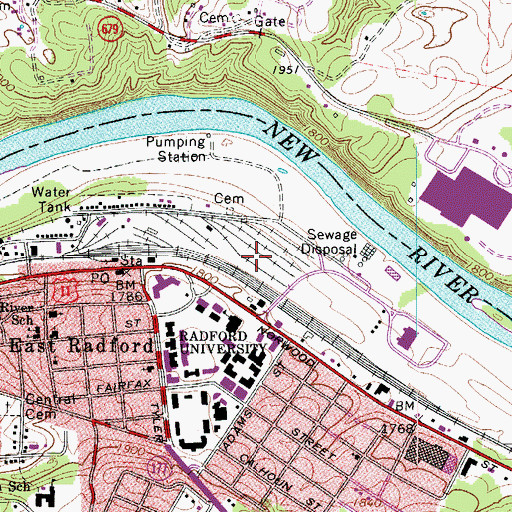 Topographic Map of University Service Center, VA