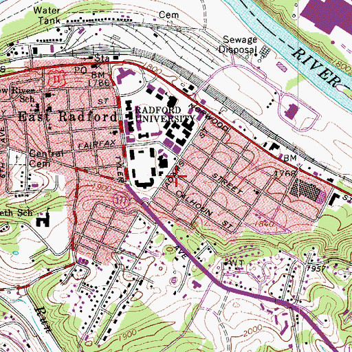 Topographic Map of Waldron Hall, VA