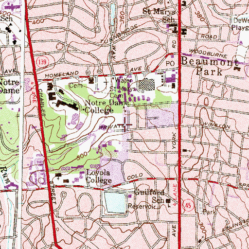 Topographic Map of Ahern Hall, MD