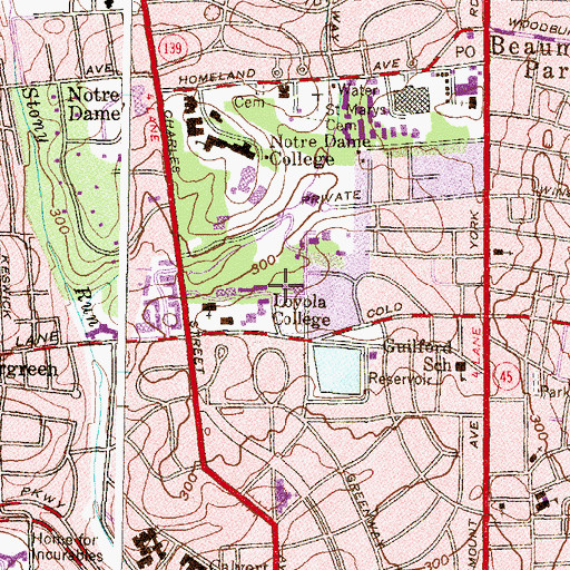 Topographic Map of Andrew White Student Center, MD