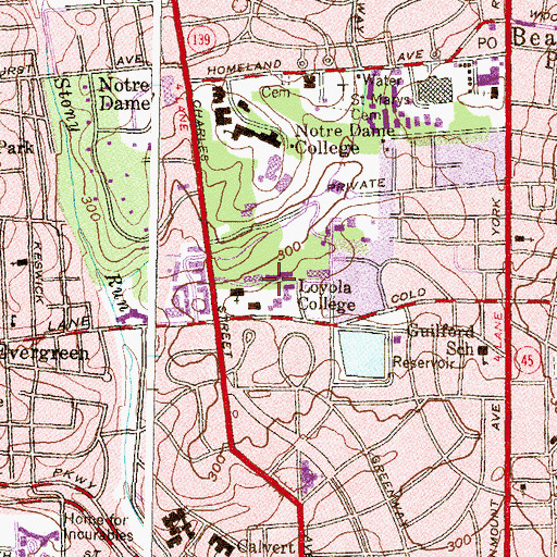 Topographic Map of Dechiaro College Center, MD