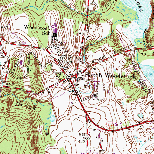 Topographic Map of South Woodstock, CT